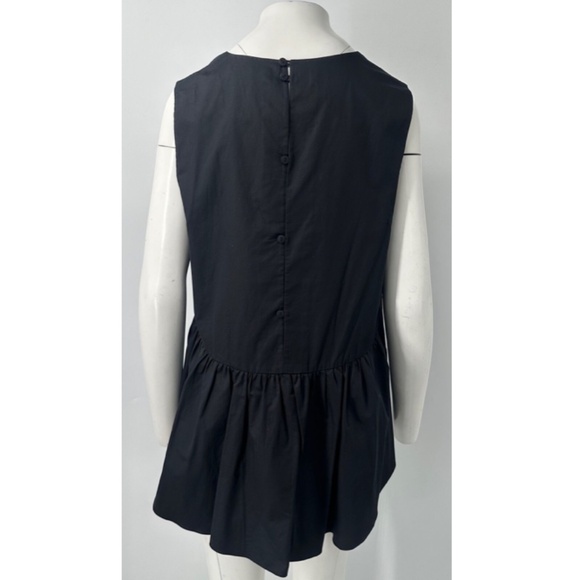 Tibi black sleeveless v neck flare bottom faux wrap top size 12 - Picture 3 of 4